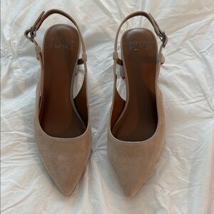 Donald J. Pliner Taupe Suede Pointed Toe Slingback Heels